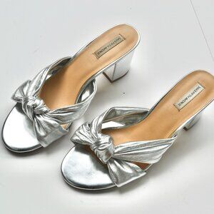 Saks Fifth Avenue metallic silver leather mules size 10